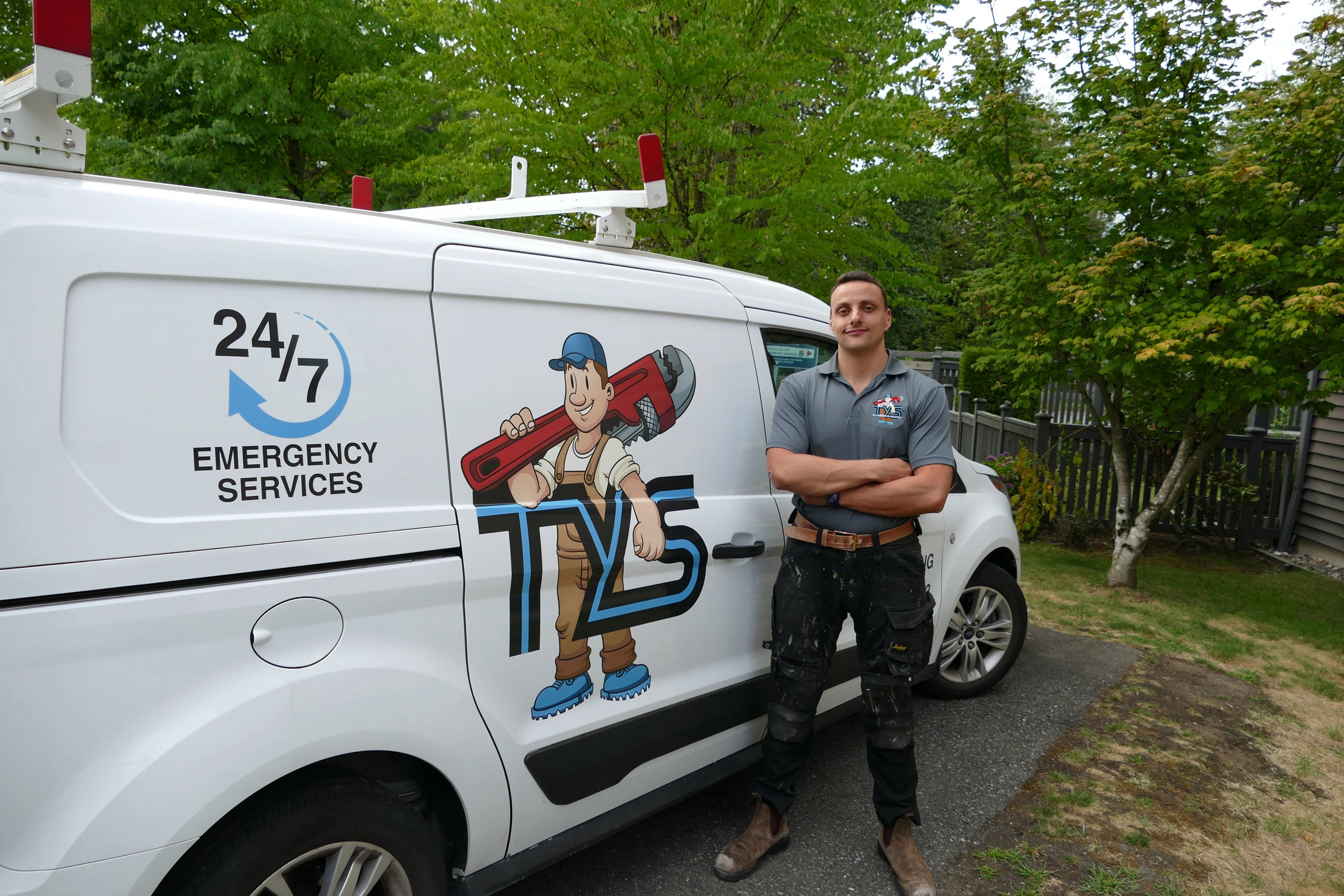 tyler from TYS Plumbing & Heating with his work van